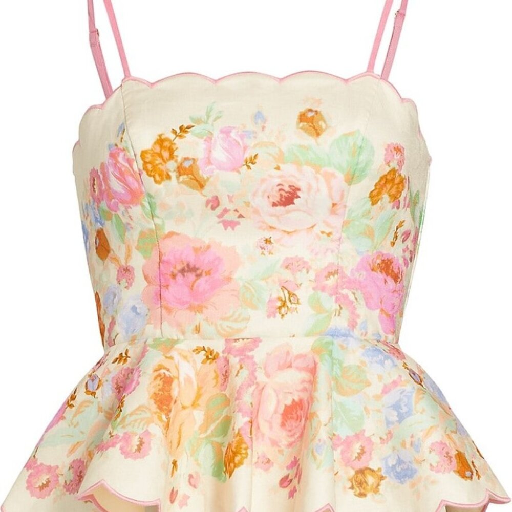Zimmermann Raie Floral Scalloped Top